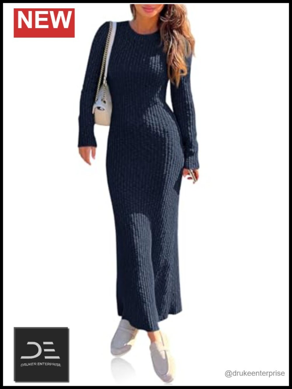 Womens Sweater Dress Long Sleeve Ribbed Knit Fall Maxi Dresses